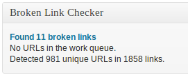 broken link checker dashboard widget